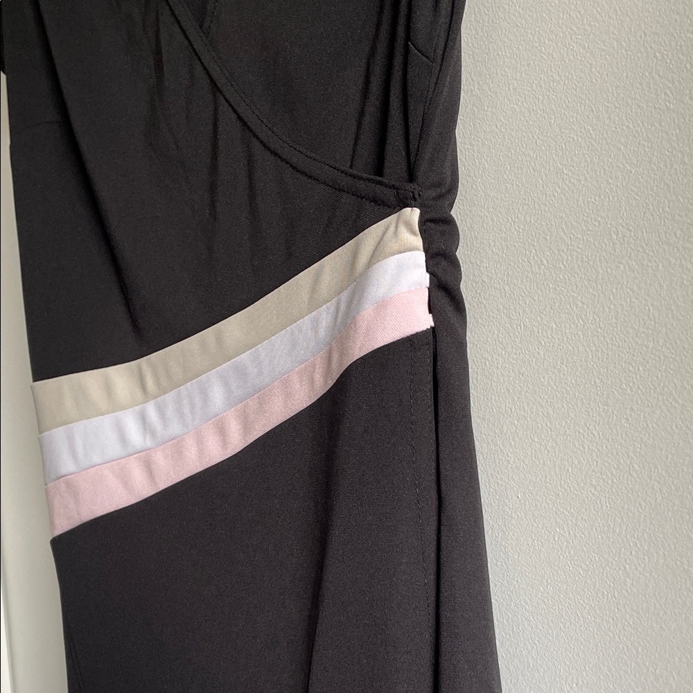 Vintage A-List Junior large (14) Black wrap Dress with Pink/White accent - Picture 4 of 10